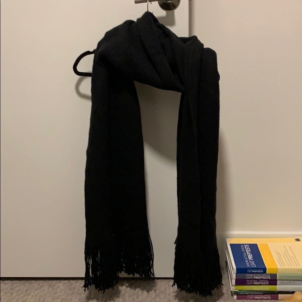 Urban Outfitters cozy long black fringed scarf!